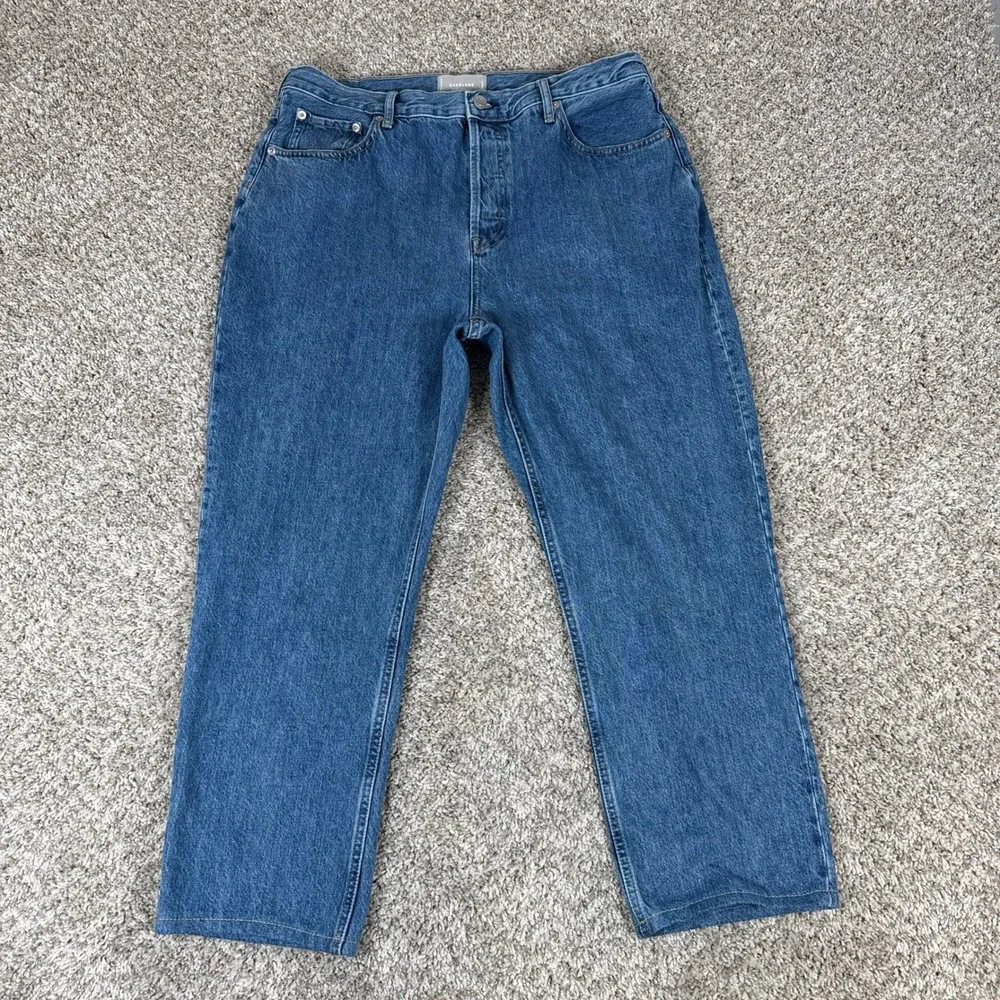 Everlane Jeans Womens 33 Blue The 90s Cheeky High Rise Straight Button Fly 90s - Picture 1 of 9